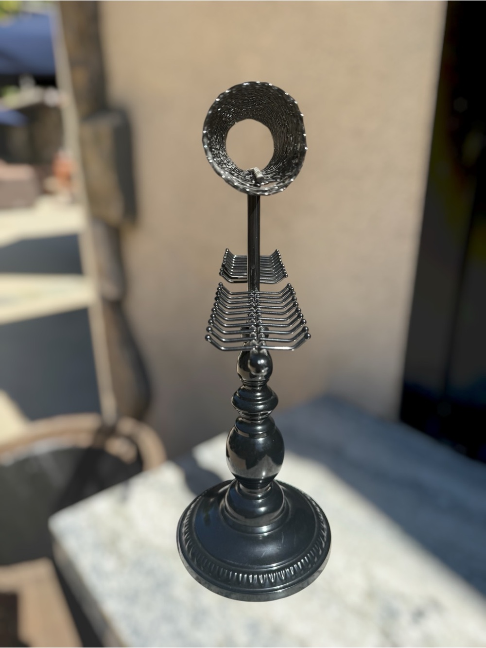 Two Tiered Vintage Style Black Metal Jewelry Stand with Multi-Arm Hooks - Picture 3 of 8
